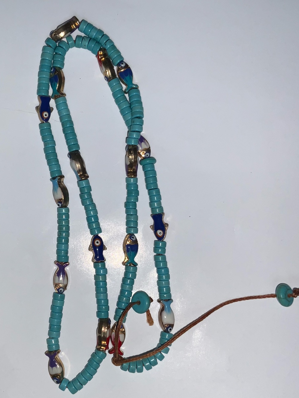 Turquoise Beads with Enamel Fish Beads